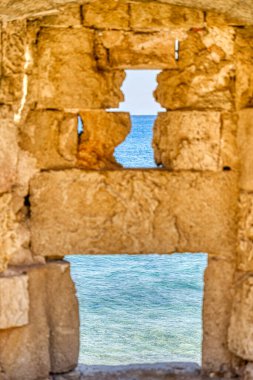 Lindos, Greece - September 2021 : Historical village in sunny weather