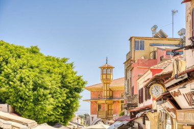Lindos, Greece - September 2021 : Historical village in sunny weather