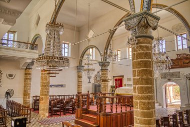 Rhodes, Greece - September 2021: interior of the orthodox church 