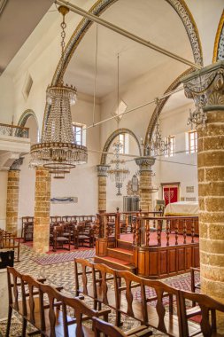 Rhodes, Greece - September 2021: interior of the orthodox church 