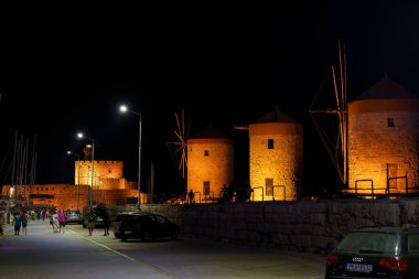 Rhodes, Greece - September 2021: beautifu; view on the city at the night time