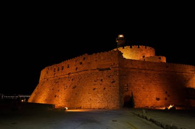 Rhodes, Greece - September 2021: beautifu; view on the city at the night time