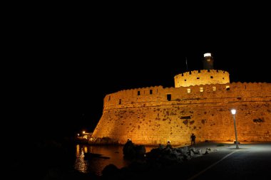 Rhodes, Greece - September 2021: beautifu; view on the city at the night time