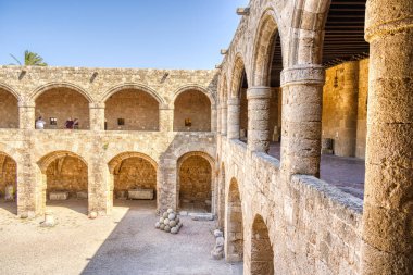 Rhodes, Greece - September 2021 : View on the old castle ruins