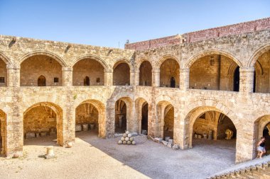 Rhodes, Greece - September 2021 : View on the old castle ruins