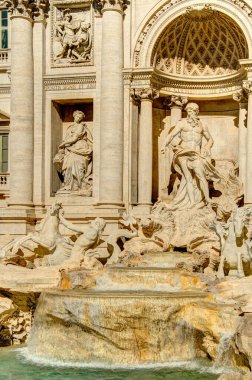   Rome, Italy - October 2021 : Trevi Fountain in sunny weather