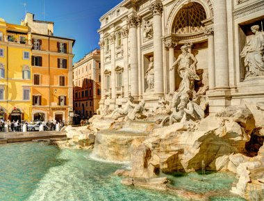   Rome, Italy - October 2021 : Trevi Fountain in sunny weather