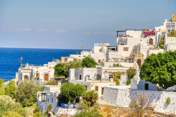 Lindos Greece September 2021 Historical Village Sunny Weather — Foto Stock