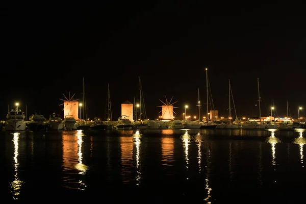 Rhodes Greece September 2021 Beautifu View City Night Time — Fotografia de Stock