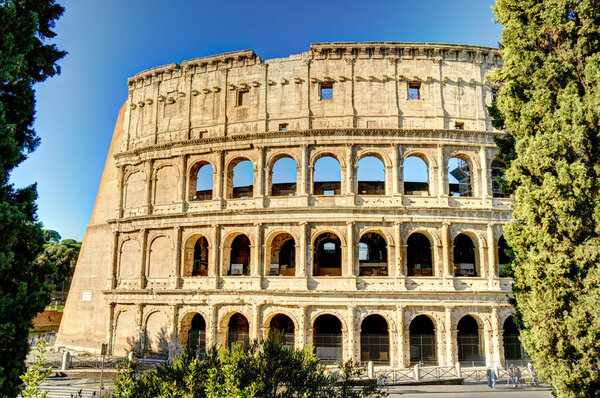 The Colosseum is an oval amphitheatre in the centre of the city of Rome, Italy
