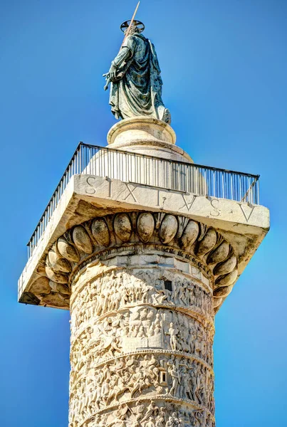 Column Marcus Aurelius Roman Victory Column Piazza Colonna Rome Italy —  Fotos de Stock