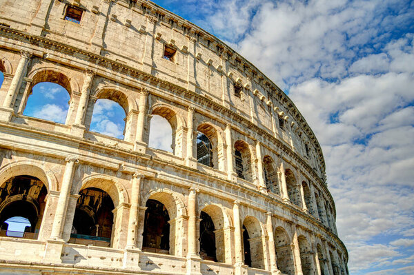 The Colosseum is an oval amphitheatre in the centre of the city of Rome, Italy