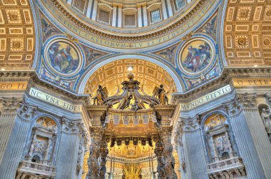 Vatican City - October 2021 : St Peter Basilica interior