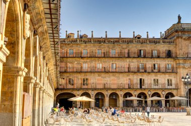 Salamanca, Spain - June 2021: Historical center of the city in sunny weather