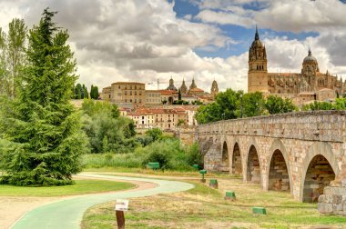 Salamanca, Spain - June 2021 : Historical center in sunny weather
