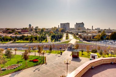 Samarkand, Uzbekistan - October 2019 : Shah-i-Zinda in sunny weather
