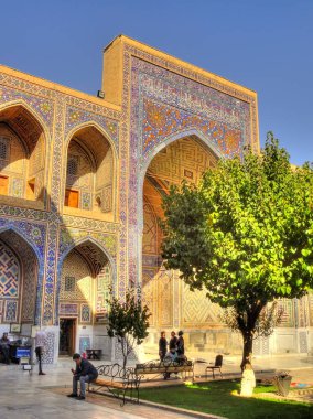 Samarkand, Uzbekistan - October 2019 : Ulugbek Madrasah in sunny weather,