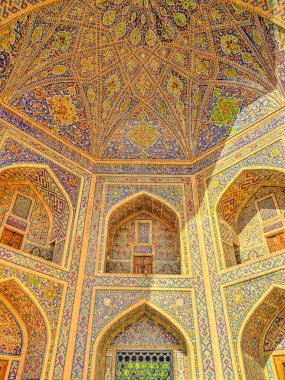 Samarkand, Uzbekistan - October 2019 : Tillya-Kori Madrasah, landmark on the Registan