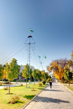 Samarkand, Uzbekistan - October 2019 : Park in sunny weather
