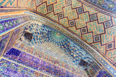 Samarkand, Uzbekistan - October 2019 : Ulugbek Madrasah in sunny weather