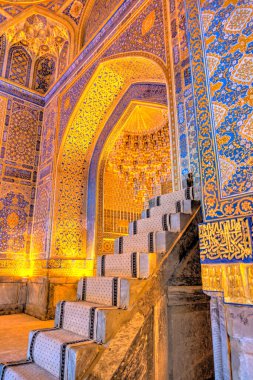 Samarkand, Uzbekistan - October 2019 : Tillya-Kori Madrasah on Registan Square
