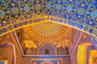 Samarkand, Uzbekistan - October 2019 : Tillya-Kori Madrasah on Registan Square
