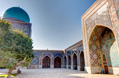 Samarkand, Uzbekistan - October 2019 : Tillya-Kori Madrasah in sunny weather