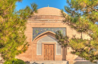 Samarkand, Uzbekistan - October 2019 : Sherdor Madrasah in sunny weather