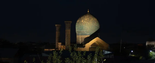 Samarkand Uzbekistan October 2019 Gur Amir Мавзолей Вночі — стокове фото