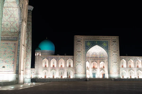 Samarkand, Uzbekistan - October 2019 : Registan square by night