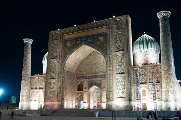 Samarkand Uzbekistan October 2019 Registan Square Night — 图库照片