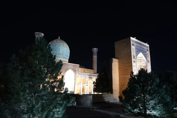 Samarkand Uzbekistan October 2019 Registan Square Night — Stock Photo, Image