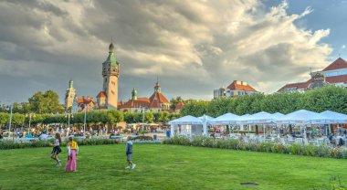Sopot, Poland - July 2021: Beautiful view on the city at the summertime