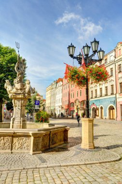 Swidnica, Poland - August 2021 : Historical center of the city at sunny weather