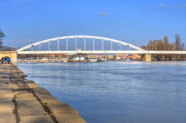 Szeged, Hungary - February 2020 : The Tisza River in wintertime