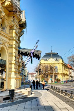 Szeged, Hungary - March 2021: Historical center in sunny weather, HDR Image