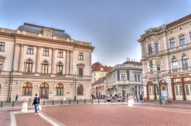 Szeged, Hungary - March 2021: Historical center in sunny weather, HDR Image