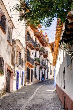 Taxco, Guerrero, Mexico - January 2022 : Historical center landmarks in sunny weather