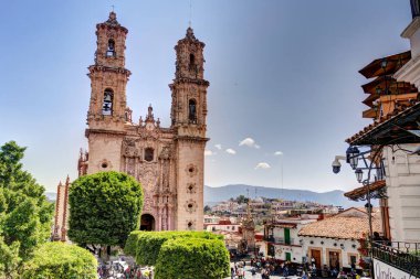Taxco, Guerrero, Mexico - January 2022 : Historical center landmarks in sunny weather