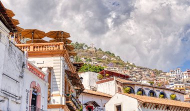 Taxco, Guerrero, Mexico - January 2022 : Historical center landmarks in sunny weather