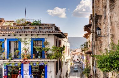 Taxco, Guerrero, Mexico - January 2022 : Historical center landmarks in sunny weather