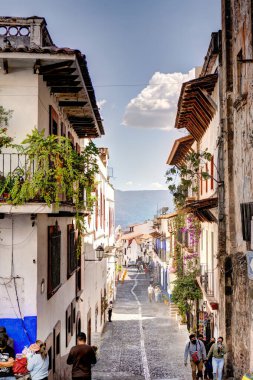 Taxco, Guerrero, Mexico - January 2022 : Historical center landmarks in sunny weather