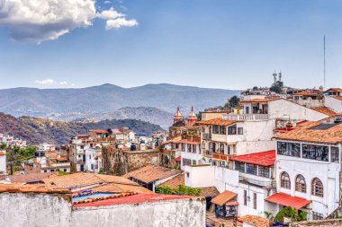 Taxco, Guerrero, Mexico - January 2022 : Historical center landmarks in sunny weather
