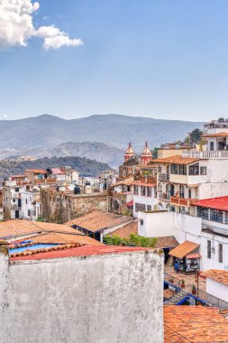 Taxco, Guerrero, Mexico - January 2022 : Historical center landmarks in sunny weather