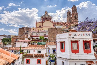 Taxco, Guerrero, Mexico - January 2022 : Historical center landmarks in sunny weather