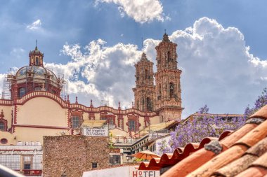 Taxco, Guerrero, Mexico - January 2022 : Historical center landmarks in sunny weather