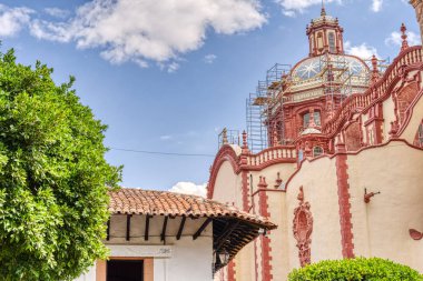 Taxco, Guerrero, Mexico - January 2022 : Historical center landmarks in sunny weather