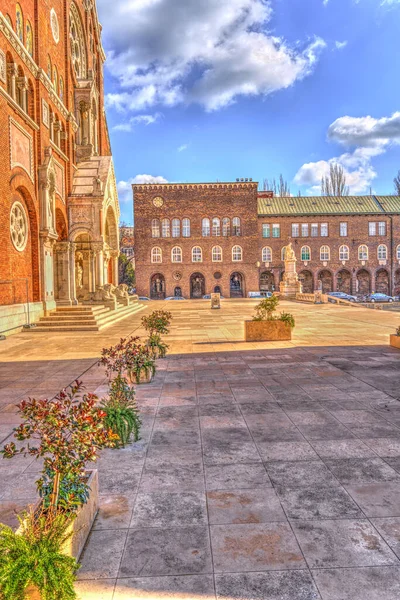 Szeged Hungary February 2021 Cathedral Square Wintertime Hdr Image — Stockfoto