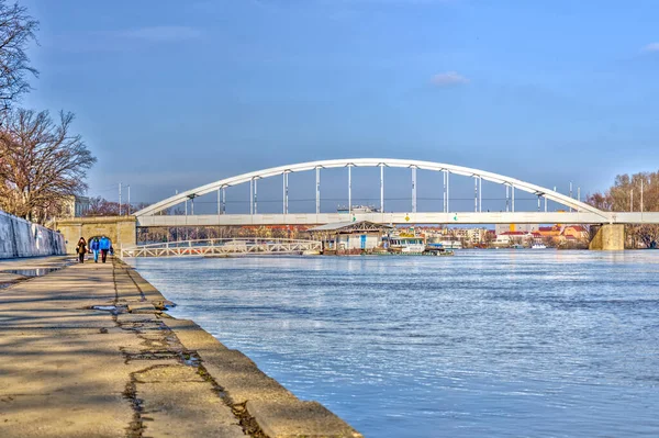 Szeged Hungary February 2020 Tisza River Wintertime — 스톡 사진