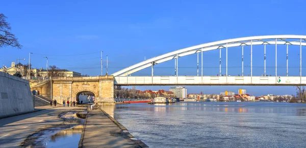 Szeged Hungary February 2020 Tisza River Wintertime — Fotografia de Stock